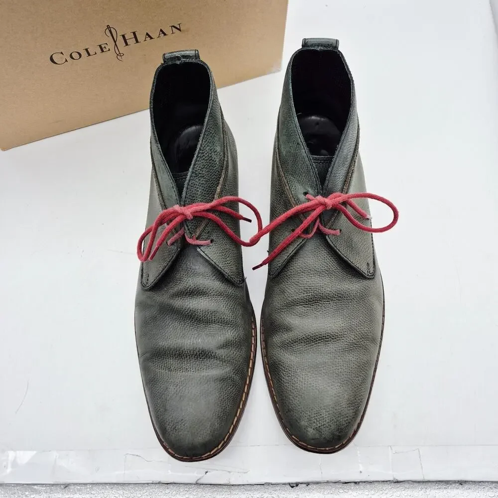 Cole Haan Air Colton Chukka Boots Gray Leather Red Laces Men's Size 10.5 MC09586